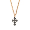 Thumbnail Image 1 of Black Spinel Cushion Frame Riveted Cross Pendant in Stainless Steel with Black and Rose Ion Plate - 24&quot;