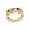 Thumbnail Image 1 of Blue Sapphire and 1/5 CT. T.W. Diamond Five Stone Collar Ring in 10K Gold