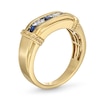 Thumbnail Image 3 of Blue Sapphire and 1/5 CT. T.W. Diamond Five Stone Collar Ring in 10K Gold