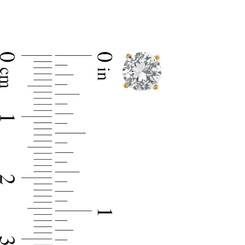 Main Image 3 of 6.0mm White Lab-Created Sapphire Solitaire Stud Earrings in Stainless Steel with Yellow Ion Plate