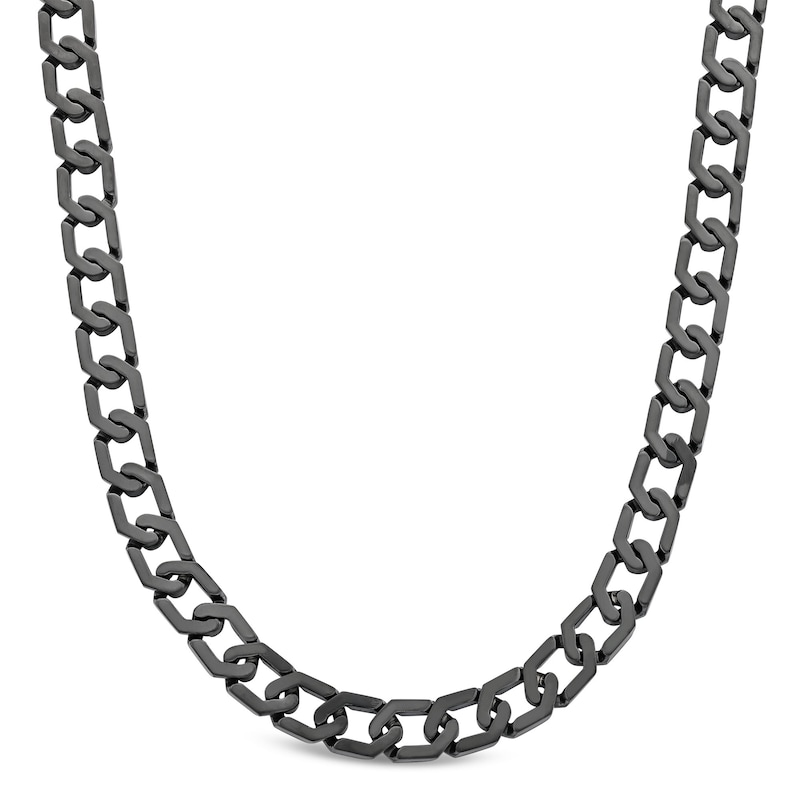 Main Image 1 of 12.0mm Hexagon Link Necklace in Solid Stainless Steel with Matte Black Ion Plate - 20&quot;