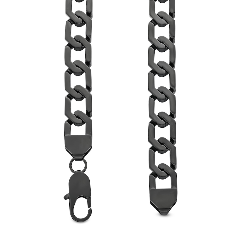 Main Image 3 of 12.0mm Hexagon Link Necklace in Solid Stainless Steel with Matte Black Ion Plate - 20&quot;