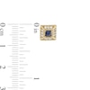 Thumbnail Image 3 of Square-Cut Blue Sapphire and 1/6 CT. T.W. Diamond Frame Stud Earrings in 10K Gold