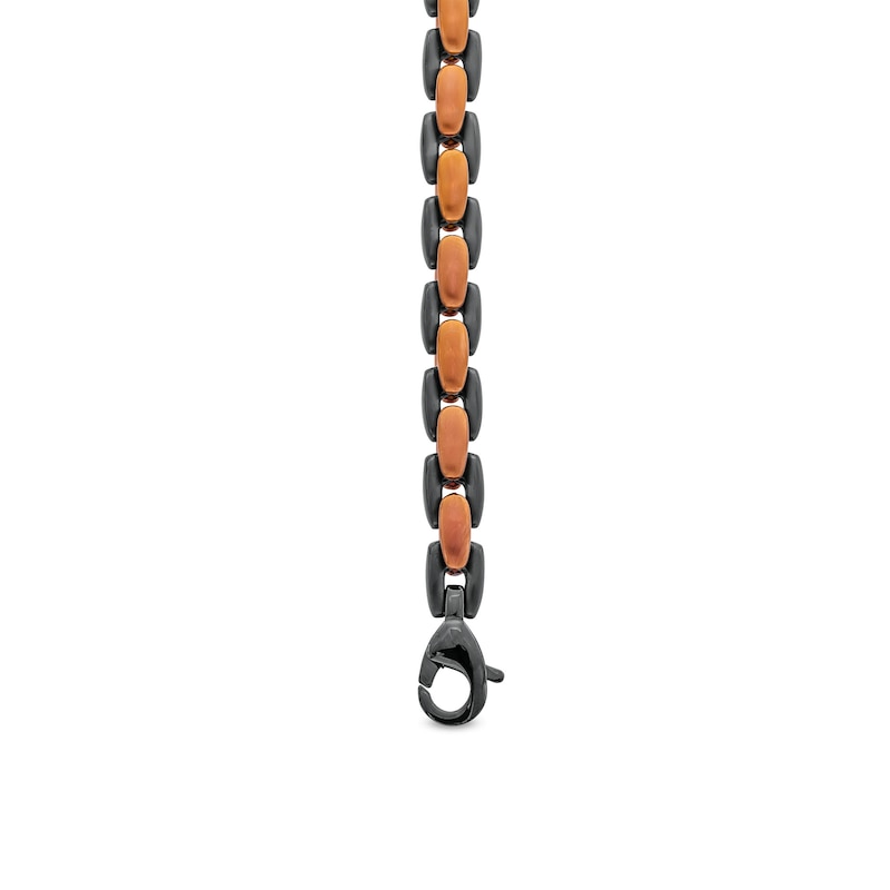 Main Image 3 of 6.4mm H-Link Bracelet in Solid Stainless Steel with Black and Brown Ion Plate - 9.0&quot;