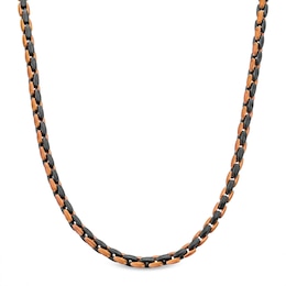 6.4mm H-Link Necklace in Solid Stainless Steel with Black and Brown Ion Plate - 24&quot;