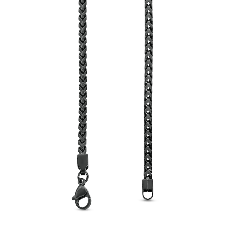 Main Image 3 of 3.0mm Franco Snake Chain Necklace in Solid Stainless Steel with Black Ion Plate - 24&quot;