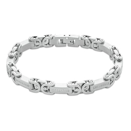 1/4 CT. T.W. Diamond Byzantine Link Bracelet in Stainless Steel - 8.5&quot;