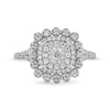 Thumbnail Image 2 of 1/2 CT. T.W. Cushion-Shaped Multi-Diamond Double Flower Frame Split Shank Engagement Ring in 10K White Gold