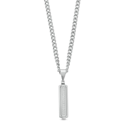 1/8 CT. T.W. Diamond Stick Drop Pendant in Stainless Steel - 24&quot;