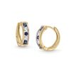 Thumbnail Image 0 of Blue Sapphire and 1/5 CT. T.W. Diamond Five Stone Collar Hoop Earrings in 10K Gold