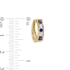 Thumbnail Image 3 of Blue Sapphire and 1/5 CT. T.W. Diamond Five Stone Collar Hoop Earrings in 10K Gold