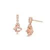 Thumbnail Image 0 of 5.0mm Tilted Cushion-Cut Morganite and 1/15 CT. T.W. Diamond Tri-Top Drop Earrings in 10K Rose Gold