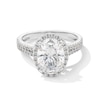 Thumbnail Image 1 of 3-1/2 CT. T.W. Oval Certified Lab-Created Diamond Frame Double Row Engagement Ring in 14K White Gold (F/SI2)