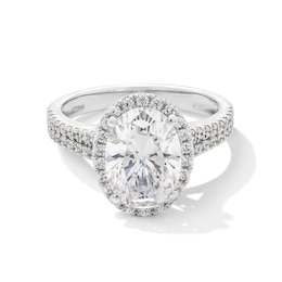 3-1/2 CT. T.W. Oval Certified Lab-Created Diamond Frame Double Row Engagement Ring in 14K White Gold (F/SI2)