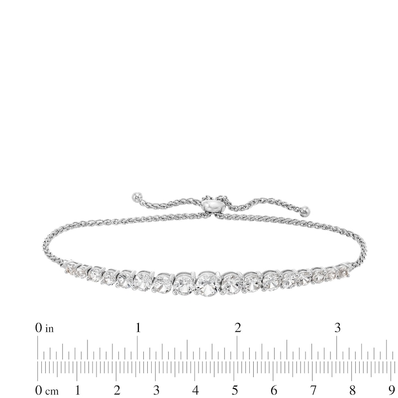 Main Image 3 of White Lab-Created Sapphire Graduated Bolo Bracelet in Sterling Silver - 9.5&quot;