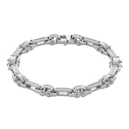 1/4 CT. T.W. Diamond Industrial Link Bracelet in Stainless Steel - 8.75&quot;