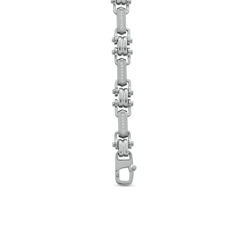 1/4 CT. T.W. Diamond Industrial Link Bracelet in Stainless Steel - 8.75"