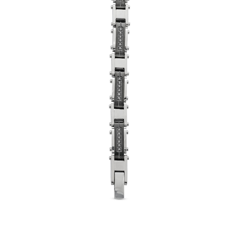 1/2 CT. T.W. Black Diamond Riveted Link Bracelet in Stainless Steel and Black Ion Plate - 8.5"