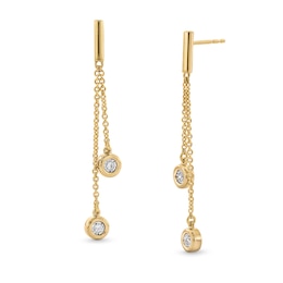 1/20 CT. T.W. Diamond Miracle Double Chain Drop Earrings in Sterling Silver with 10K Gold Plate