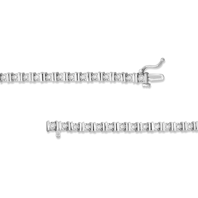 1 CT. T.W. Diamond Miracle Double Bar Tennis Bracelet in Sterling Silver