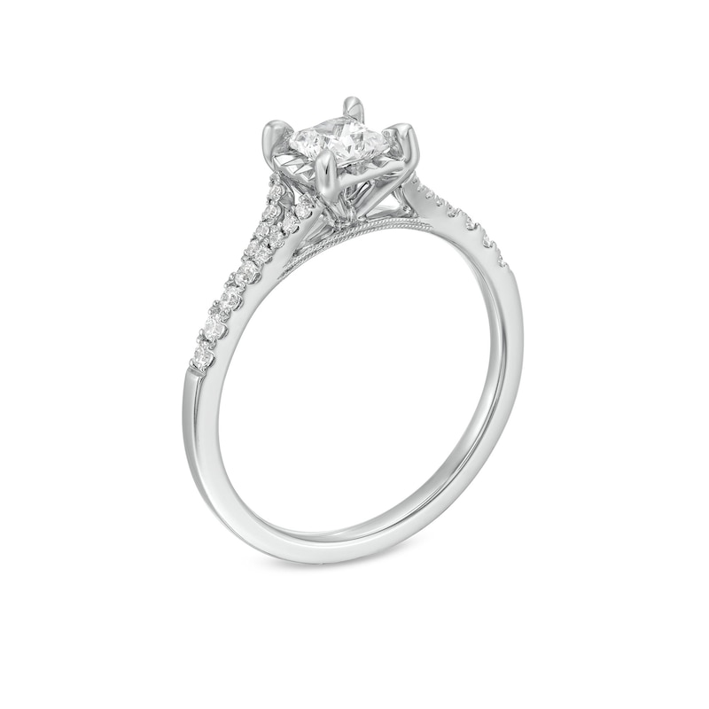 Main Image 3 of 5/8 CT. T.W. Princess-Cut Miracle Frame Split Shank Engagement Ring in 10K White Gold