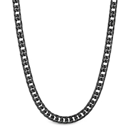 9.5mm Curb Chain Necklace in Solid Stainless Steel with Black Ion Plate - 24&quot;