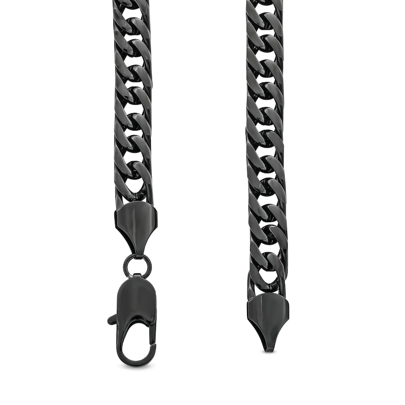 9.5mm Curb Chain Necklace in Solid Stainless Steel with Black Ion Plate - 24"