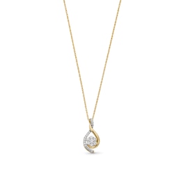 1/3 CT. T.W. Multi-Diamond Flower Twist Teardrop Pendant in 10K Gold