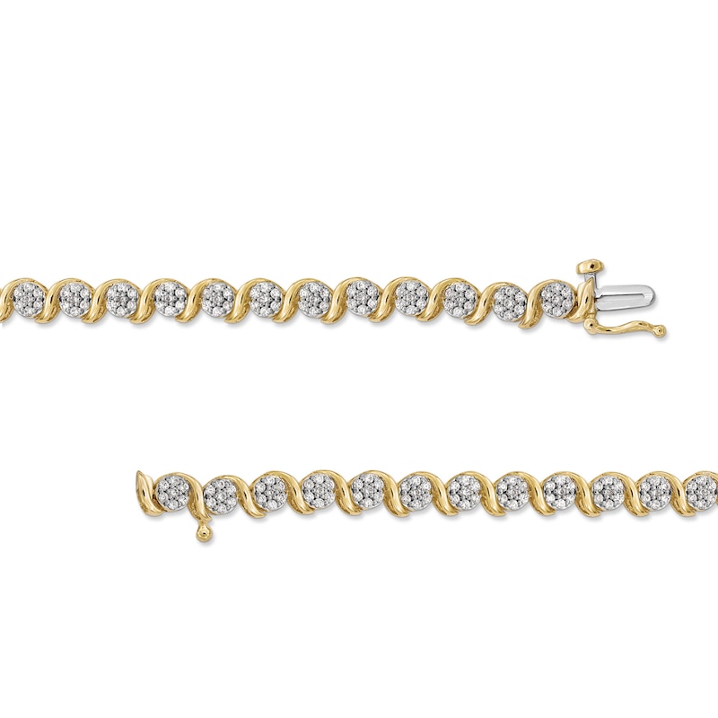 1-1/2 CT. T.W. Multi-Diamond "S" Link Tennis Bracelet in 10K Gold