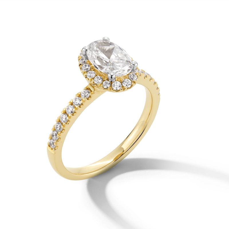 Main Image 2 of 1-1/3 CT. T.W. Oval Certified Lab-Created Diamond Frame Engagement Ring in 10K Gold (F/SI2)