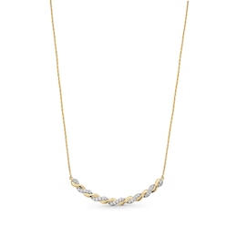 1/3 CT. T.W. Diamond and Polished Twist Curved Bar Necklace in 10K Gold