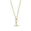 Thumbnail Image 1 of 1/6 CT. T.W. Diamond Link and Toggle Bar Drop Necklace in Sterling Silver with 10K Gold Plate