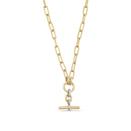 1/6 CT. T.W. Diamond Link and Toggle Bar Drop Necklace in Sterling Silver with 10K Gold Plate