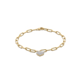 1/5 CT. T.W. Multi-Diamond Heart Charm Bracelet in Sterling Silver with 10K Gold Plate - 7.5&quot;