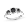 Thumbnail Image 0 of 1/2 CT. T.W. Black and White Diamond Frame Three Stone Ring in Sterling Silver