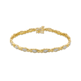 1/2 CT. T.W. Marquise Multi-Diamond &quot;XO&quot; Link Bracelet in 10K Gold - 7.25&quot;