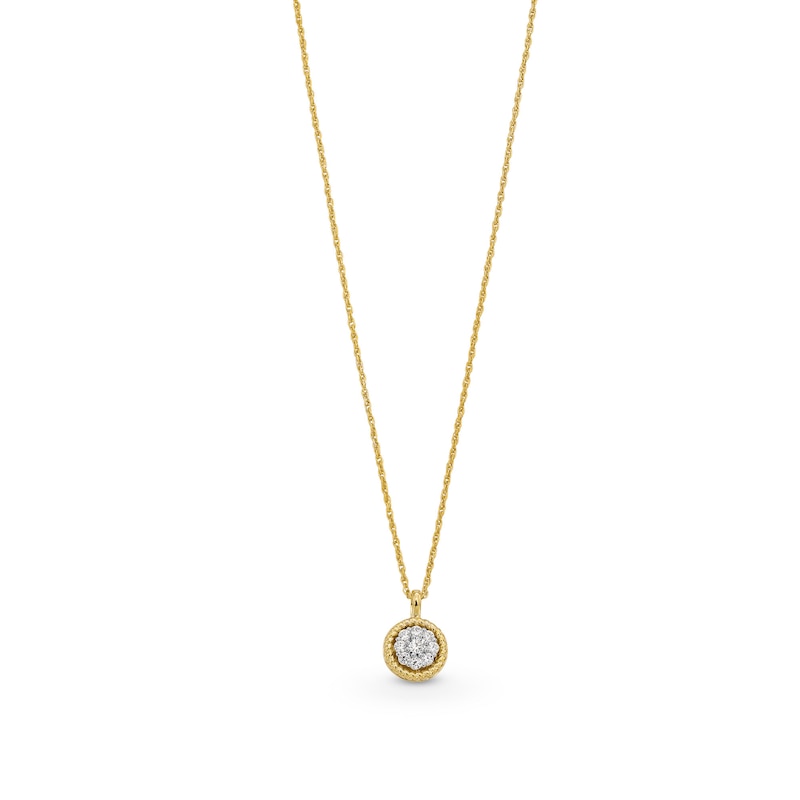 Main Image 1 of 1/3 CT. T.W. Multi-Diamond Rope-Textured Frame Pendant in Sterling Silver with 10K Gold Plate