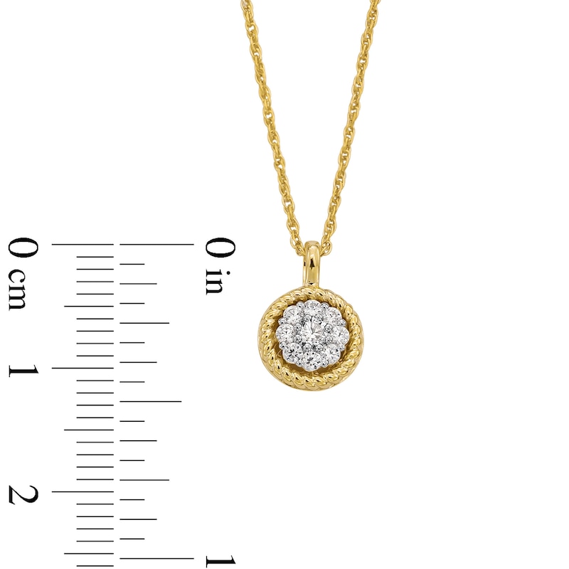 1/3 CT. T.W. Multi-Diamond Rope-Textured Frame Pendant in Sterling Silver with 10K Gold Plate