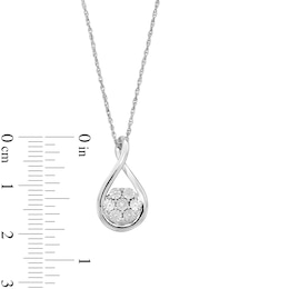 Diamond Accent Miracle Cluster Twist Teardrop Pendant in Sterling Silver