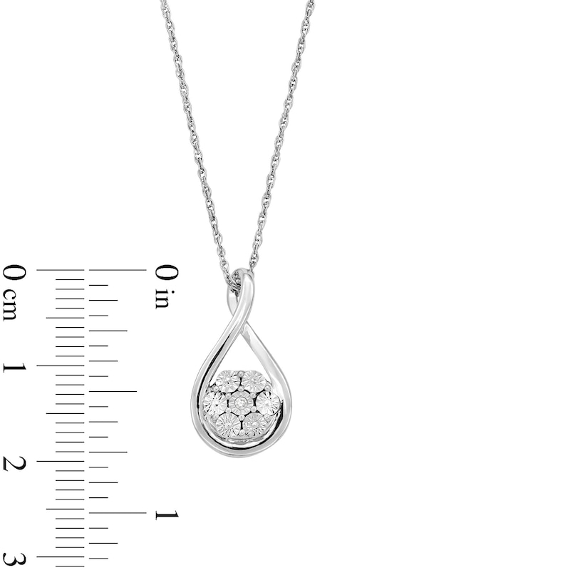 Diamond Accent Miracle Cluster Twist Teardrop Pendant in Sterling Silver