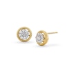 Thumbnail Image 1 of 1/4 CT. T.W. Multi-Diamond Rope-Textured Frame Stud Earrings in Sterling Silver with 10K Gold Plate