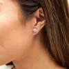 Thumbnail Image 2 of 1/4 CT. T.W. Multi-Diamond Rope-Textured Frame Stud Earrings in Sterling Silver with 10K Gold Plate