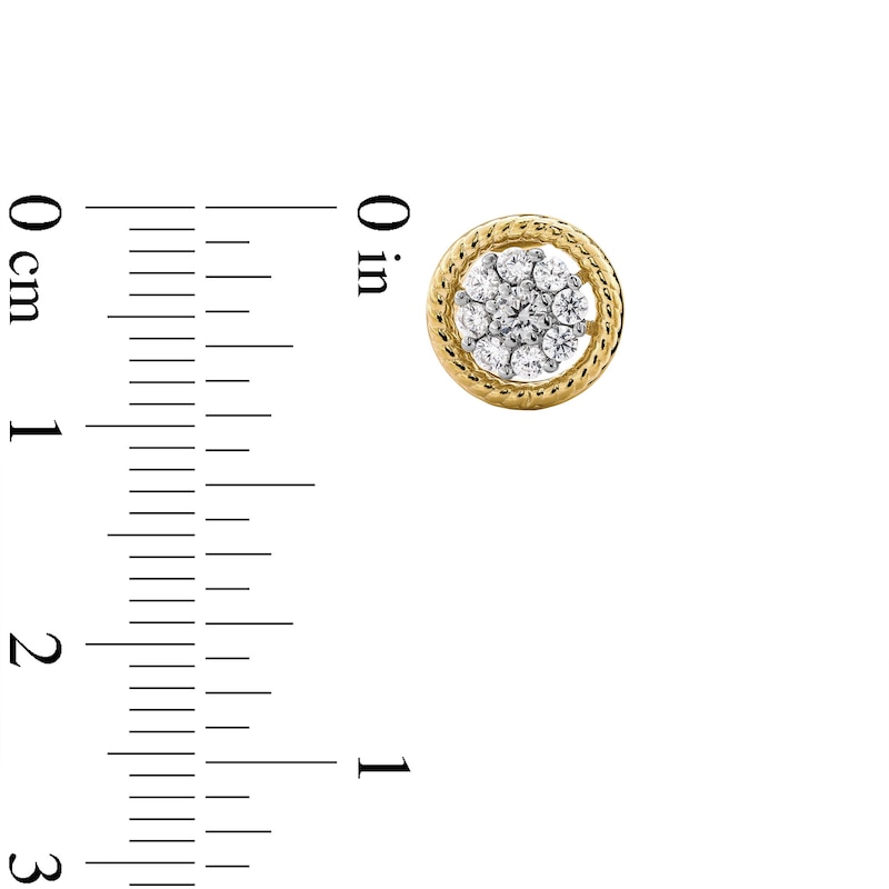 1/4 CT. T.W. Multi-Diamond Rope-Textured Frame Stud Earrings in Sterling Silver with 10K Gold Plate