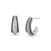 Thumbnail Image 0 of 1/2 CT. T.W. Black and White Diamond Triple Row Open Hoop Earrings in Sterling Silver