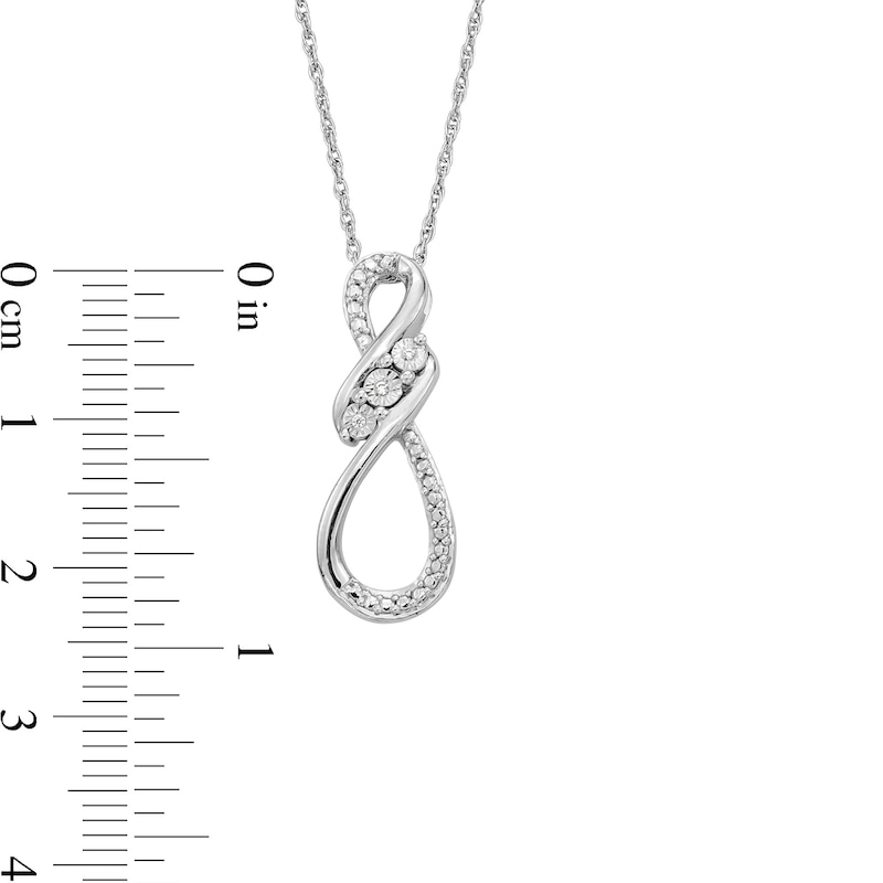 Diamond Accent Three Stone Infinity Twist Pendant in Sterling Silver