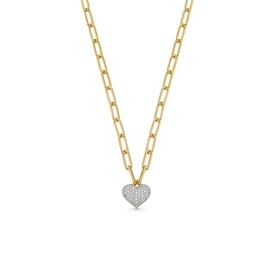 1/5 CT. T.W. Multi-Diamond Heart Charm Necklace in Sterling Silver with 10K Gold Plate