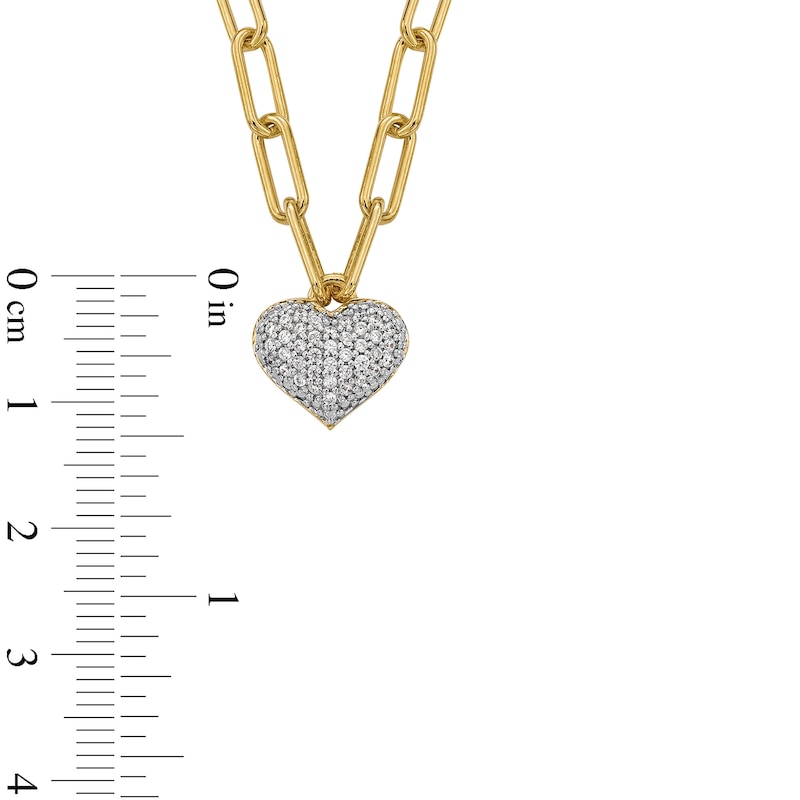 1/5 CT. T.W. Multi-Diamond Heart Charm Necklace in Sterling Silver with 10K Gold Plate