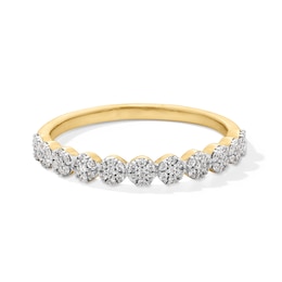 1/5 CT. T.W. Multi-Diamond Eleven Stone Stackable Anniversary Band in 10K Gold