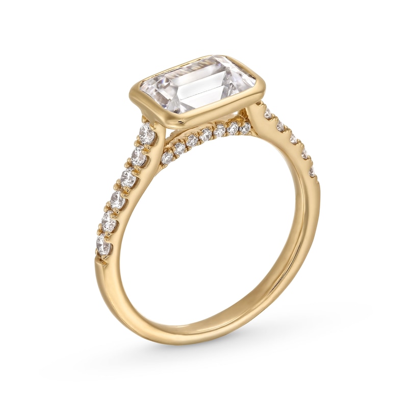 2-1/4 CT. T.W. Emerald-Cut Certified Lab-Created Diamond Sideways Bezel-Set Engagement Ring in 14K Gold (F/VS2)