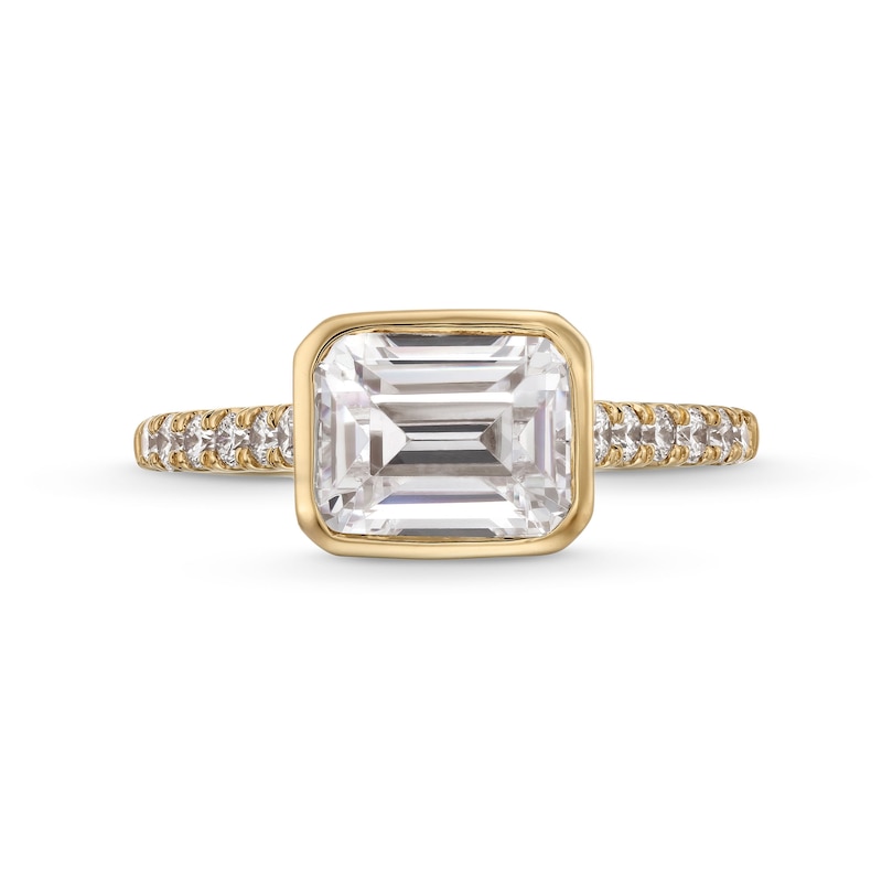 2-1/4 CT. T.W. Emerald-Cut Certified Lab-Created Diamond Sideways Bezel-Set Engagement Ring in 14K Gold (F/VS2)